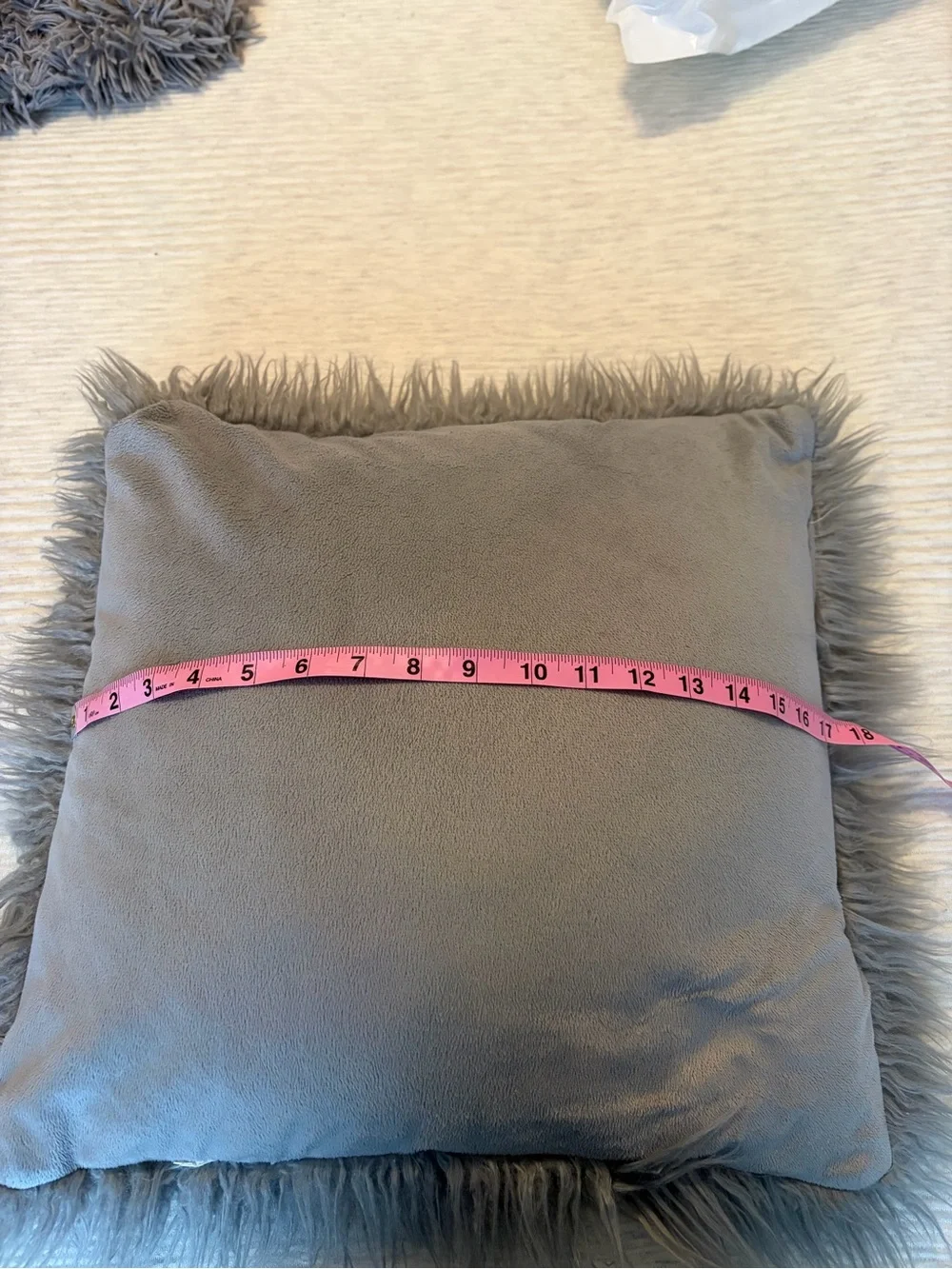 Plush Faux Fur Throw Pillow - Gray
